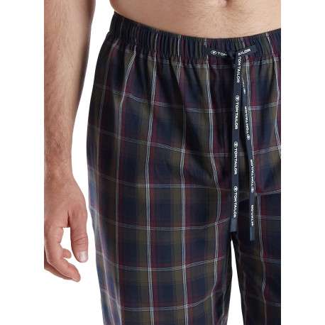 Pantalon de pyjama en coton marine coupe ample avec un cordon de serrage - Image 4