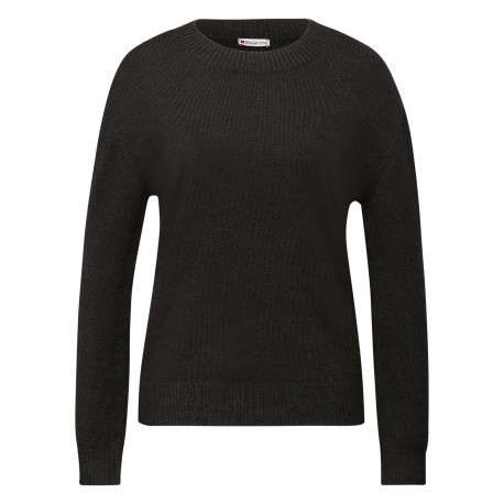 pull grey white uni coupe ajustée col rond à manches longues