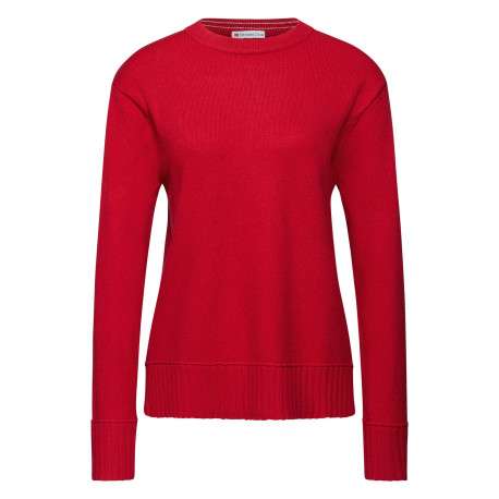 Pull écru uni coupe cintrée col rond avec des manches longues