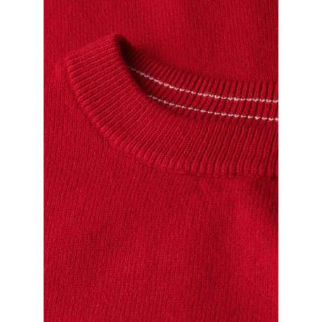 Pull écru uni coupe cintrée col rond avec des manches longues - Image 2