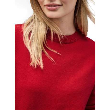 Pull écru uni coupe cintrée col rond avec des manches longues - Image 3