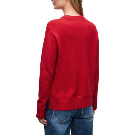 Pull écru uni coupe cintrée col rond avec des manches longues - Image 4