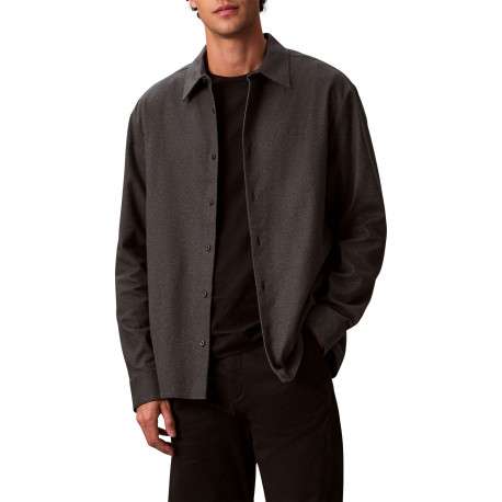 Chemise en coton noir unie coupe droite avec un col à revers - Image 2