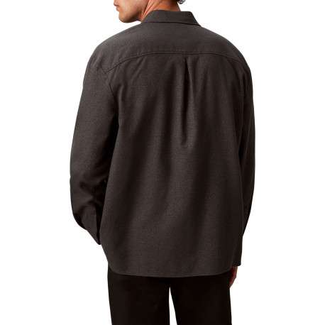 Chemise en coton noir unie coupe droite avec un col à revers - Image 3
