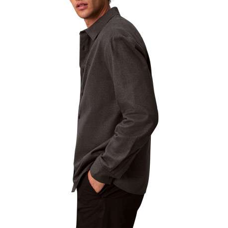 Chemise en coton noir unie coupe droite avec un col à revers - Image 4