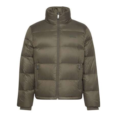 Doudoune kaki unie coupe ajustée col montant avec fermeture zippée