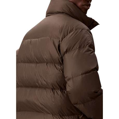 Doudoune kaki unie coupe ajustée col montant avec fermeture zippée - Image 3
