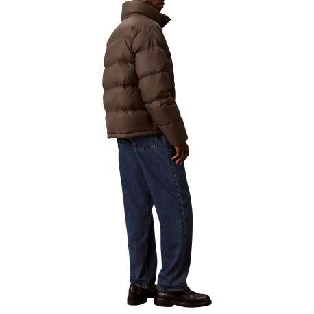 Doudoune kaki unie coupe ajustée col montant avec fermeture zippée - Image 4