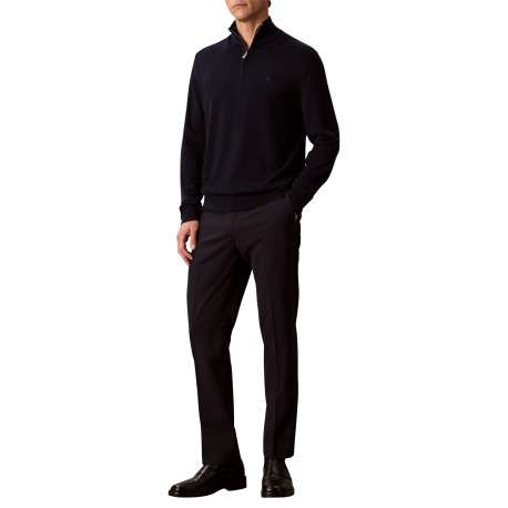Pull en laine marine uni avec une coupe droite et un col camionneur - Image 6