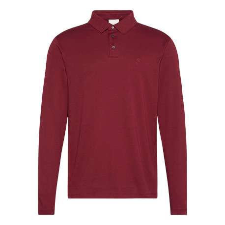 Polo en coton bordeaux uni coupe ajustée et un col à revers boutonné