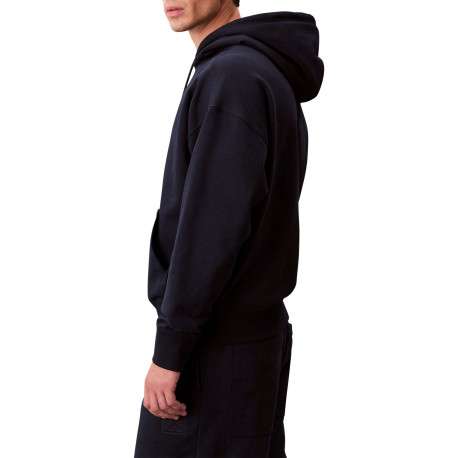 Sweat en coton mélangé marine uni coupe ajustée col à capuche - Image 5