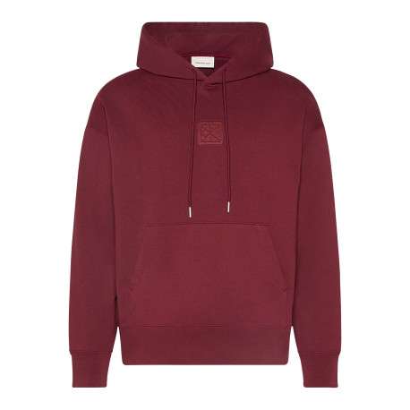 Sweat en coton mélangé bordeaux uni coupe ajustée col à capuche