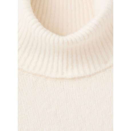 Robe courte écrue effet lainage pourvue d'un col roulé et de manches longues - Image 3