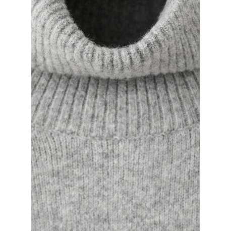 Robe courte grise effet lainage pourvue d'un col roulé et de manches longues - Image 3