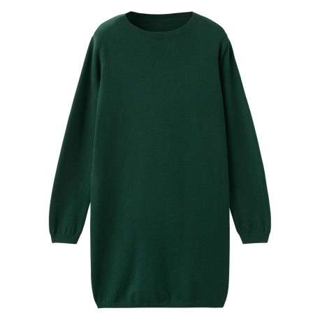Robe verte coupe ample pourvue d'un col rond et de manches longues