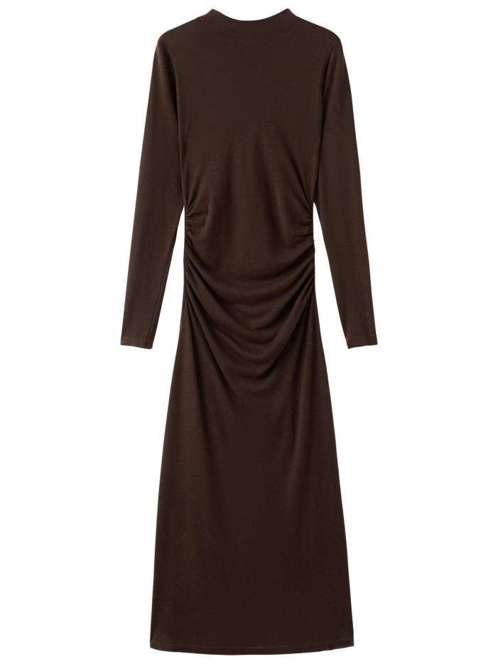 Robe longue marron unie...