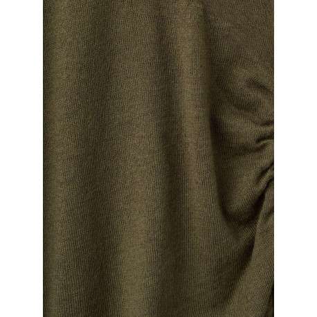 Robe longue kaki pourvue d'un col montant et de manches longues - Image 2