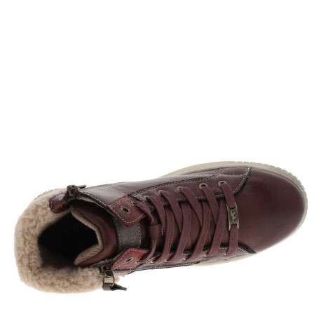 Tennis bordeaux à talon plat avec des lacets et un zip latéral - Image 4