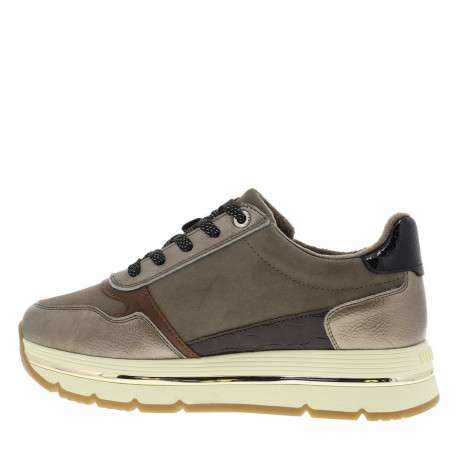Baskets taupe à semelle à talon plateau avec des lacets et un zip latéral
