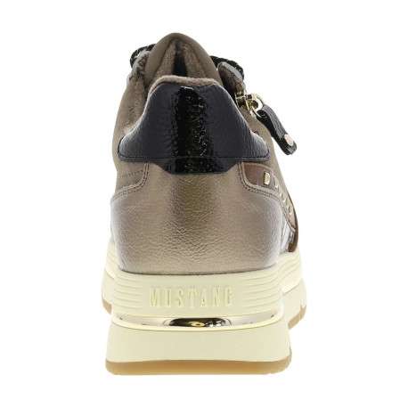 Baskets taupe à semelle à talon plateau avec des lacets et un zip latéral - Image 6