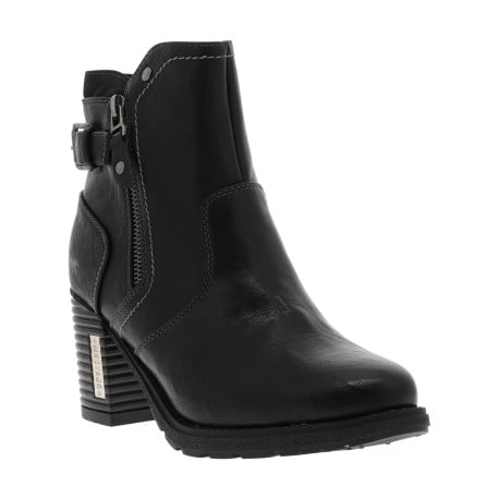 Boots noires à talon décroché haut avec un zip côté intérieur - Image 3