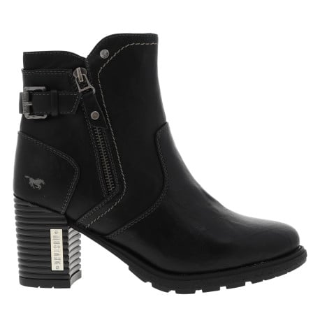 Boots noires à talon décroché haut avec un zip côté intérieur