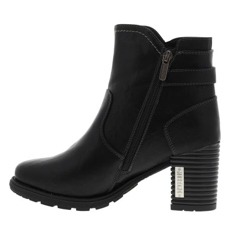 Boots noires à talon décroché haut avec un zip côté intérieur - Image 2