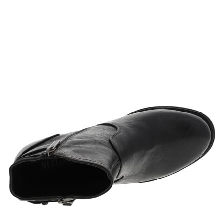 Boots noires à talon décroché haut avec un zip côté intérieur - Image 4