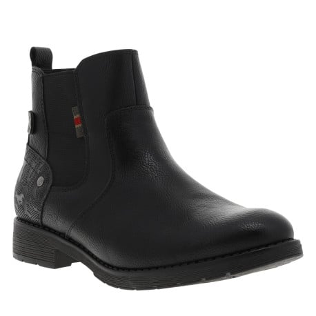 Boots noires à talon décroché bas avec un zip et un soufflet élastiqué - Image 4