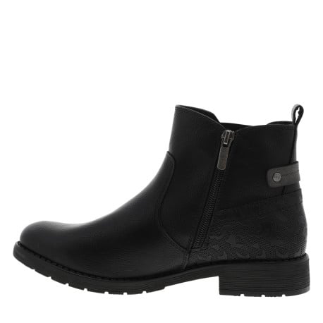 Boots noires à talon décroché bas avec un zip et un soufflet élastiqué - Image 3