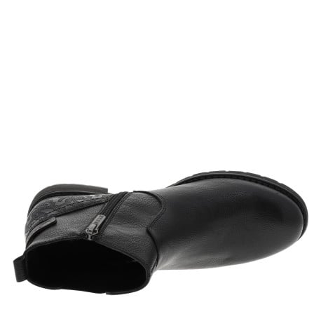 Boots noires à talon décroché bas avec un zip et un soufflet élastiqué - Image 5