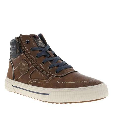 Sneakers brunes à talon plat avec des lacets et un zip latéral - Image 3