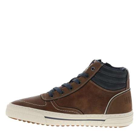 Sneakers brunes à talon plat avec des lacets et un zip latéral