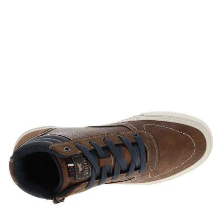 Sneakers brunes à talon plat avec des lacets et un zip latéral - Image 4
