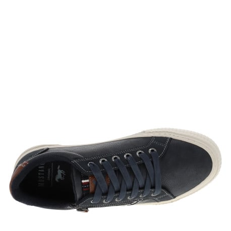 Tennis bleu marine à talon plat avec des lacets et un zip latéral - Image 5