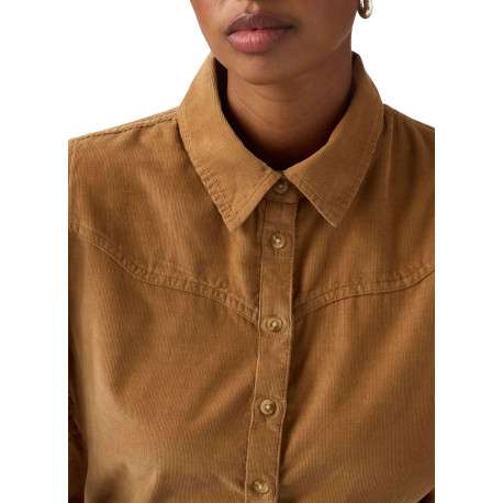 Chemisier en coton camel pourvu d'une coupe ample et d'un col à rabats - Image 3