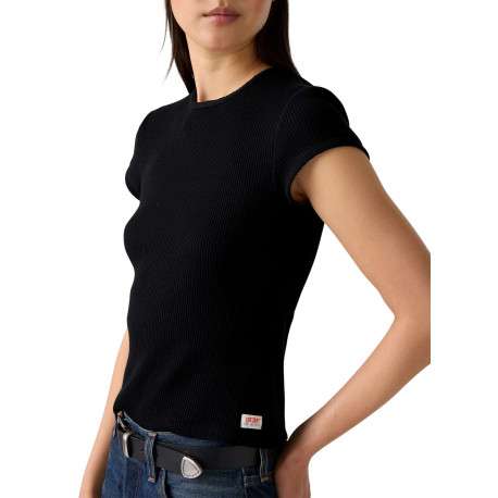 T-shirt en coton écru en maille gaufrée pourvu d'une coupe droite - Image 4