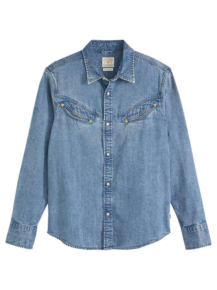 Chemise en coton bleue unie...