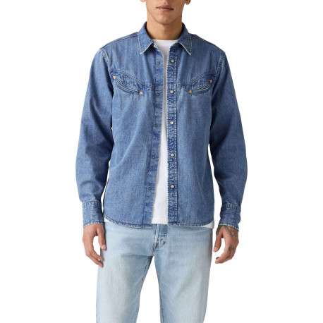 Chemise en coton bleue unie coupe regular pourvue d'un col à rabats - Image 5