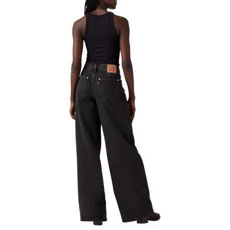 Jean en coton anthracite uni coupe flare pourvu de multiples poches - Image 3