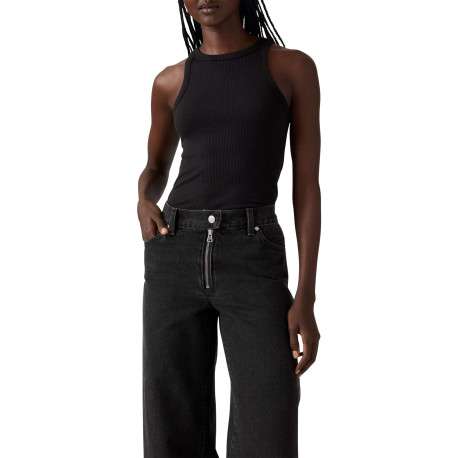 Jean en coton anthracite uni coupe flare pourvu de multiples poches - Image 4