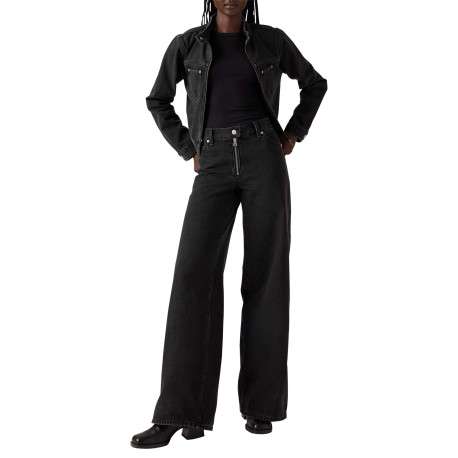 Jean en coton anthracite uni coupe flare pourvu de multiples poches - Image 5