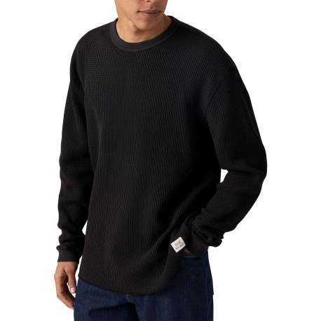 Pull en coton anthracite en maille effet gaufrée pourvu d'une coupe droite - Image 2