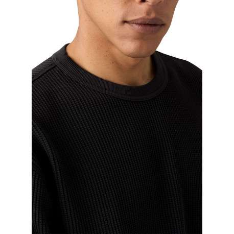 Pull en coton anthracite en maille effet gaufrée pourvu d'une coupe droite - Image 4