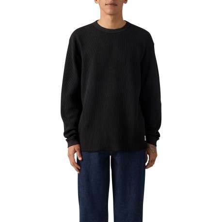 Pull en coton anthracite en maille effet gaufrée pourvu d'une coupe droite - Image 5