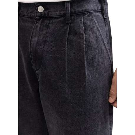 Jean en coton anthracite légèrement délavé avec une des pinces à l'avant - Image 3