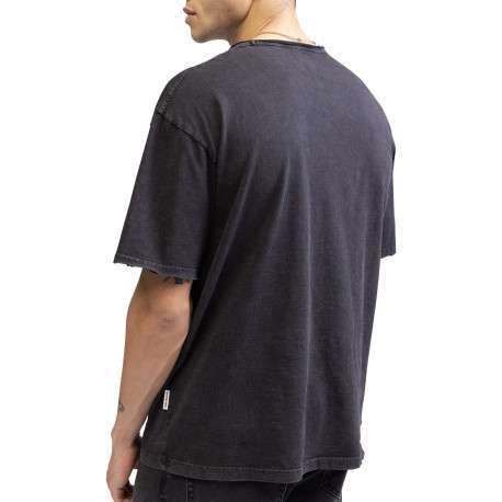 T-shirt en coton anthracite légèrement délavé avec un col rond - Image 2