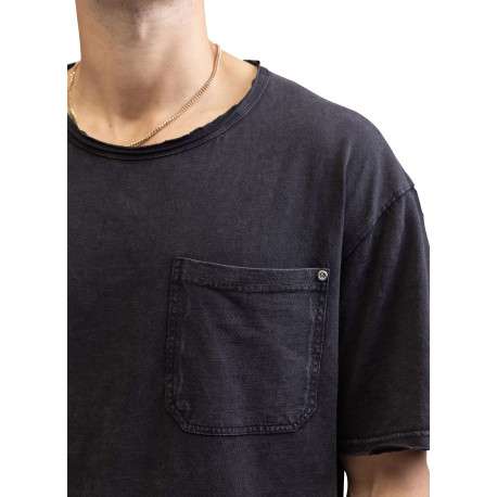 T-shirt en coton anthracite légèrement délavé avec un col rond - Image 3