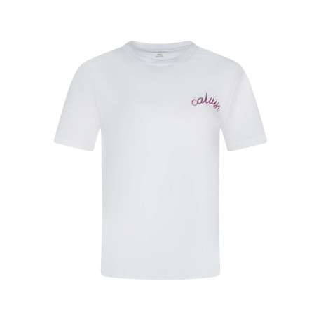 T-shirt en coton blanc uni avec une coupe droite et un col rond