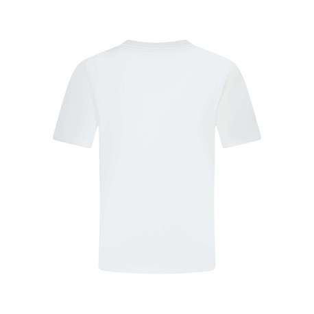 T-shirt en coton blanc uni avec une coupe droite et un col rond - Image 2